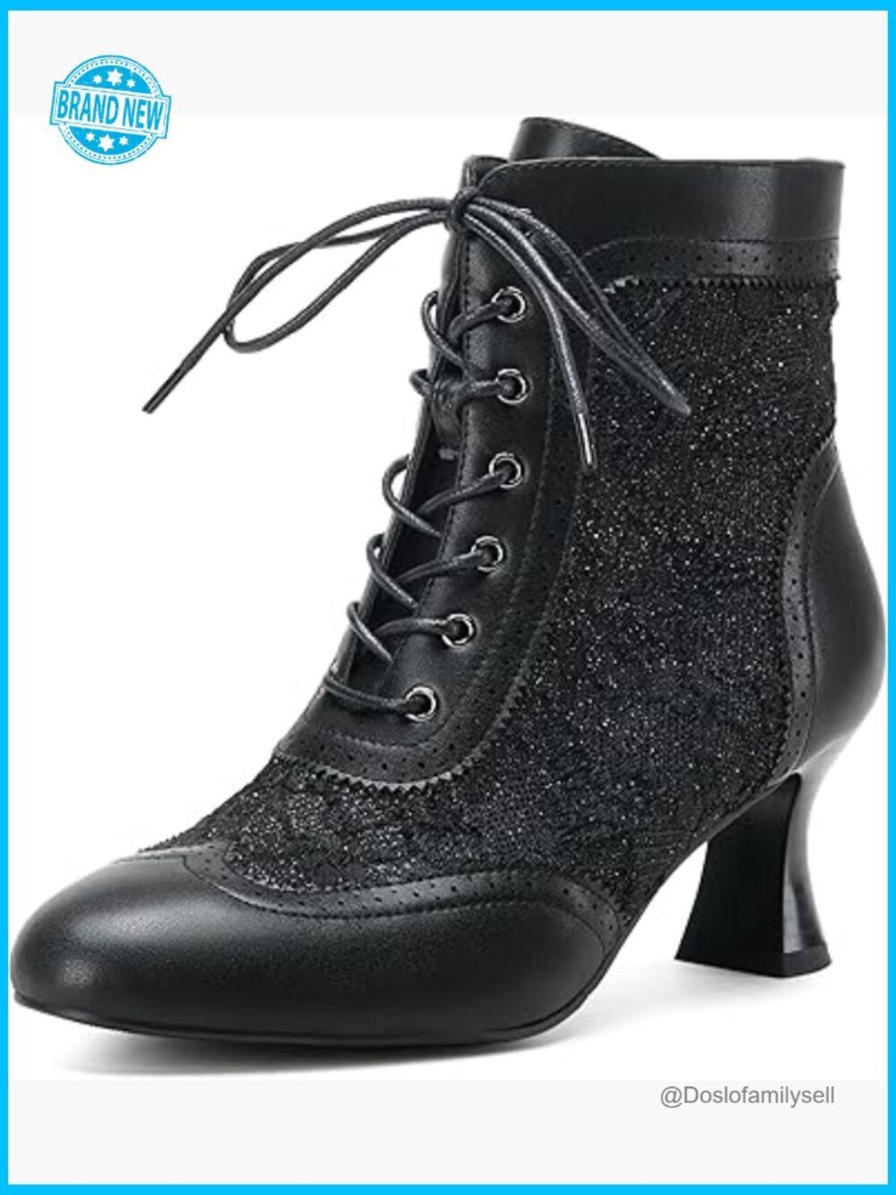 Victorian Lace Up Ankle Booties with Side Zipper Kitten Heel Vintage Style
